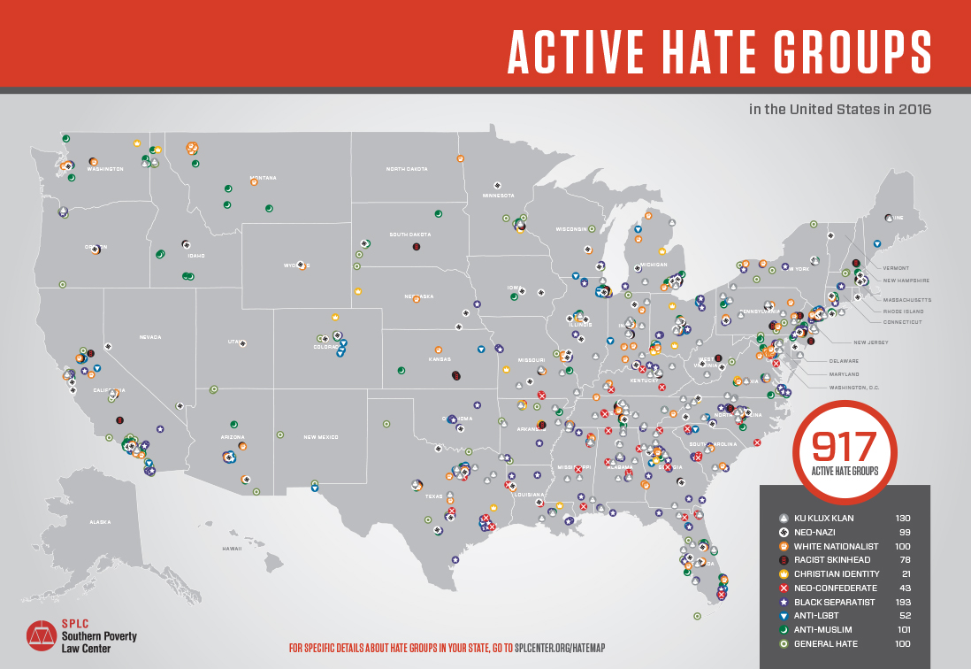 the 2016 2017 map of active groups by state developed by the southern poverty law center splc ilration southern poverty law center the 2016 2017 map of active groups by state developed by the southern poverty law center splc ilration southern poverty law center
